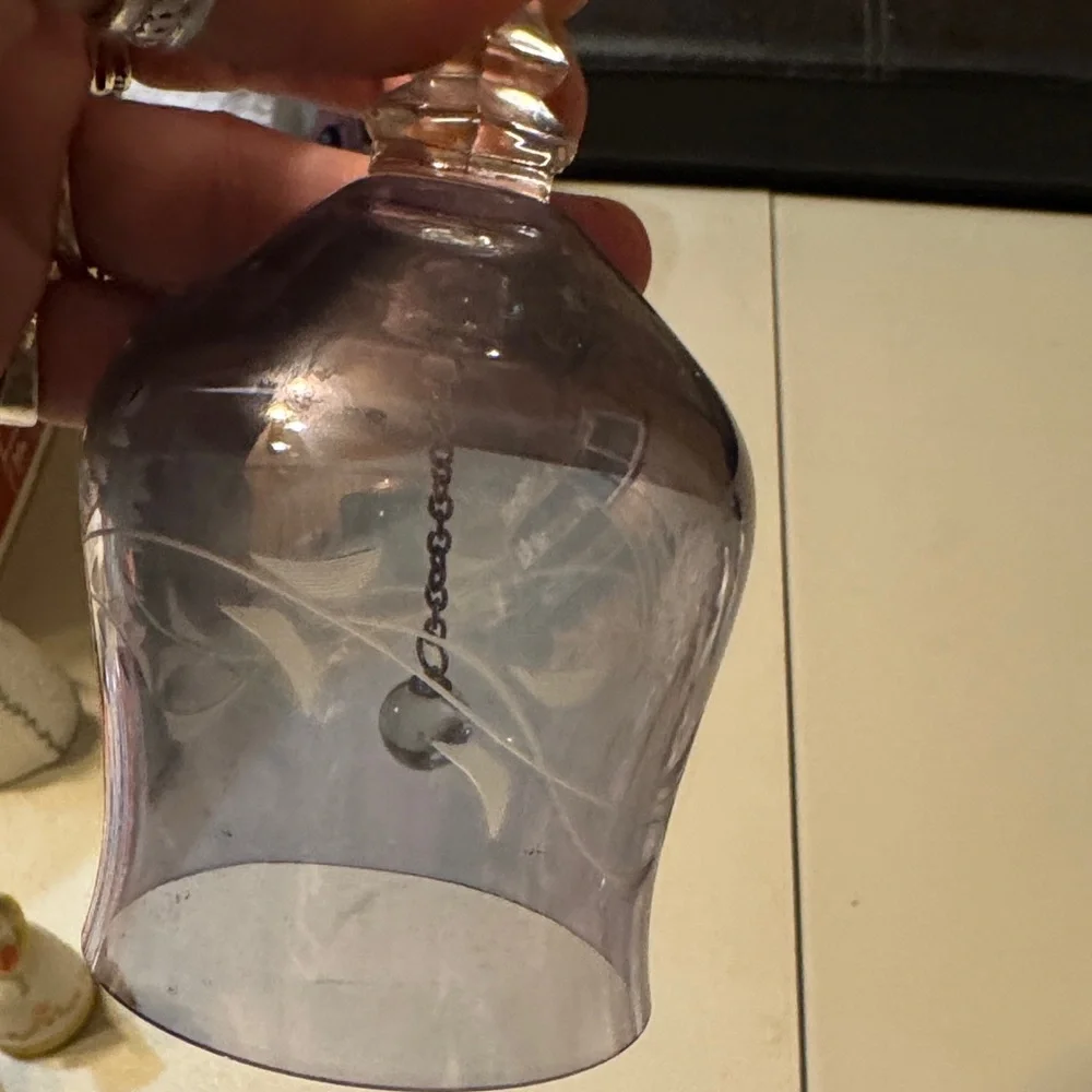 Elegant Etched Glass Bell Bluish Purple Bell - Picture 4 of 6